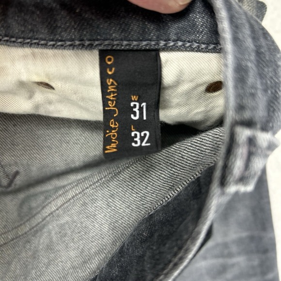 Nudie Jeans Co Grim Tim Jeans Men's 30x26 Crinkle Grey Button Fly Tag 31x32 - Picture 8 of 15